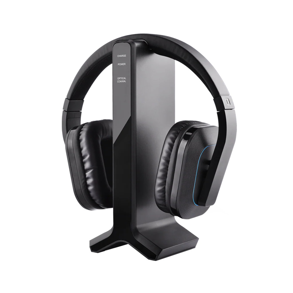 Wireless TV headphones, high volume setting, transmitter charging dock, ideal for the seniors and hearing impaired